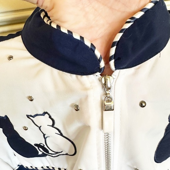 Vintage American Silver Threads USA Cat Lady 90s Y2K Zip Front Windbreaker Women - Picture 6 of 9